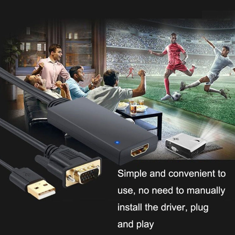 HD55Y VGA 轉 HDMI 轉接線 VGA+USB 轉 1080P 轉換器，帶電源，VGA+USB 轉 HDMI