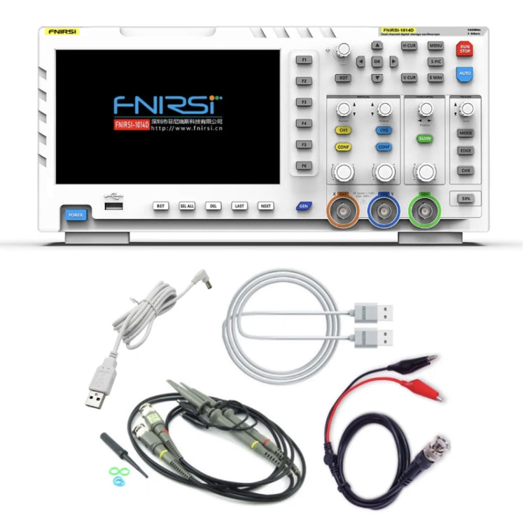 FNIRSI 2 合 1 雙通道 100M 帶寬數字示波器 1GS 取樣信號產生器，美規插頭，1014D，1014D +P4100 探頭