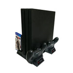 適用於 PS4 / PS4 Slim / PS4 Pro 散熱風扇支架主機直立支架冷卻器帶雙控制器充電器，JL-P1908