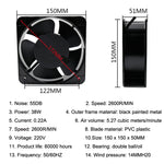 220V 38W 15cm 滾輪底盤電氣櫃軸承，油軸承風扇，雙滾珠軸承風扇