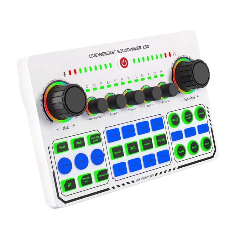 X50 藍牙 RGB LED 直播聲卡，帶 OTG 介面，X50