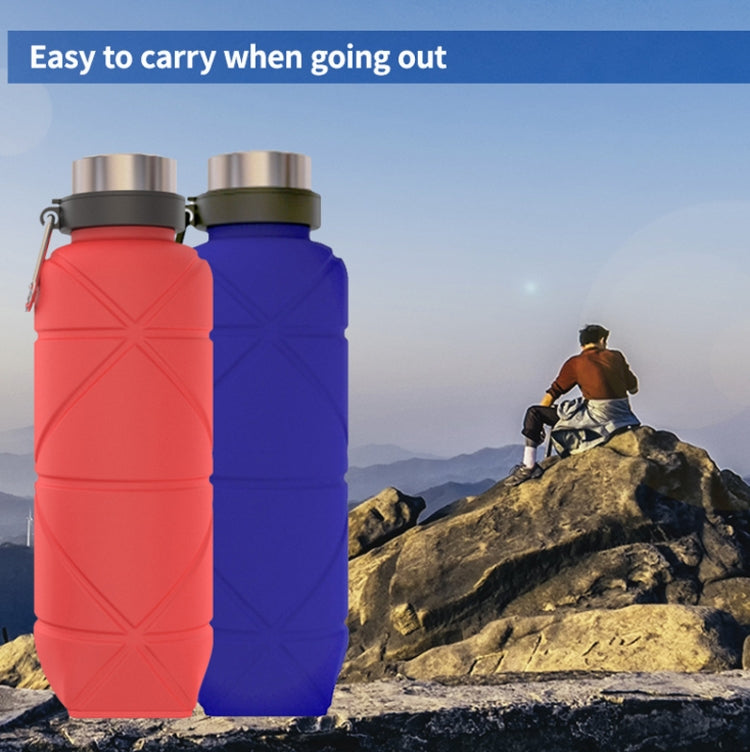 戶外矽膠折疊水杯伸縮水瓶旅行飲水杯帶登山扣，700ml 黑色，700ml 灰色，700ml 紅色，700ml 酒紅色，700ml 藍色