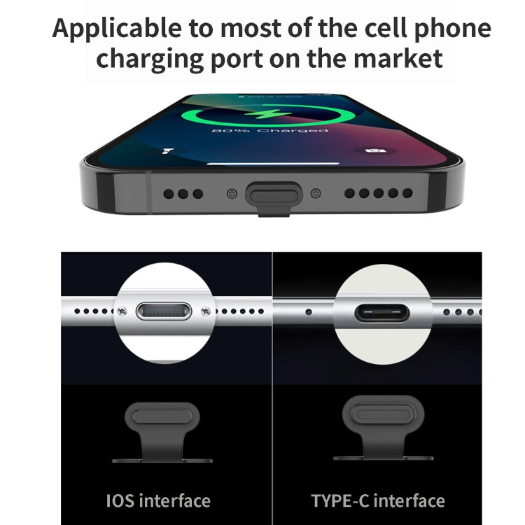 10 個手機充電口矽膠防塵塞 背膠防丟蓋 8 針 USB-C/Type-C