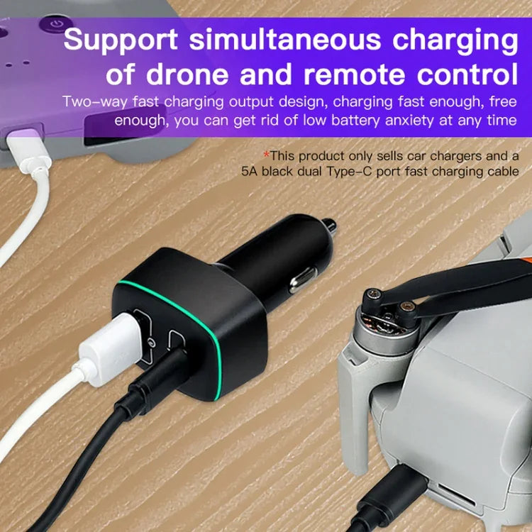 適用於 DJI Mavic 3/Mini 2 RCSTQ 100W 2合1 車載充電器，適用於 DJI Mavic 3/Mini 2