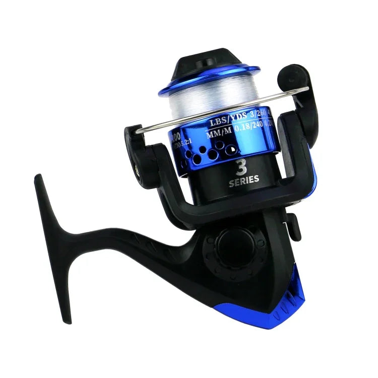 YUMOSHI JL200 旋轉釣魚捲線器附線，附線（電鍍藍色）、附線（電鍍黃色）、附線（電鍍紅色）、附線（電鍍銀色）、附線（電鍍綠色）