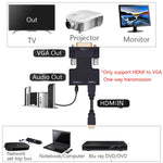 投影機 HDMI 轉接器附音訊線 電腦高清轉換器，HDMI 轉 VGA，VGA 轉 HDMI