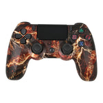 適用於 PS4 無線藍牙遊戲手柄 帶燈條雙震動遊戲手柄，白色，黑色，紅色，藍色，綠色，玫紅色，字母款，線條款，火焰幽靈款，卡通款，浩克款，骷髏款，齒輪款，閃電款，火焰款，雲朵款，爆裂款，木紋款，星紅款