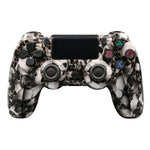 適用於 PS4 無線藍牙遊戲手柄 帶燈條雙震動遊戲手柄，白色，黑色，紅色，藍色，綠色，玫紅色，字母款，線條款，火焰幽靈款，卡通款，浩克款，骷髏款，齒輪款，閃電款，火焰款，雲朵款，爆裂款，木紋款，星紅款