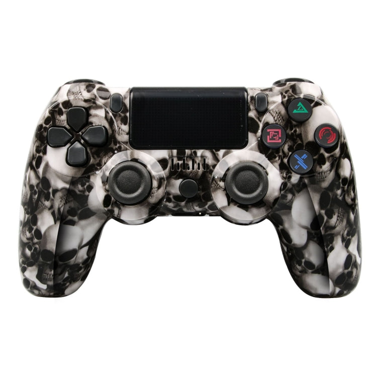 適用於 PS4 無線藍牙遊戲手柄 帶燈條雙震動遊戲手柄，白色，黑色，紅色，藍色，綠色，玫紅色，字母款，線條款，火焰幽靈款，卡通款，浩克款，骷髏款，齒輪款，閃電款，火焰款，雲朵款，爆裂款，木紋款，星紅款