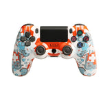 適用於 PS4 無線藍牙遊戲手柄 帶燈條雙震動遊戲手柄，白色，黑色，紅色，藍色，綠色，玫紅色，字母款，線條款，火焰幽靈款，卡通款，浩克款，骷髏款，齒輪款，閃電款，火焰款，雲朵款，爆裂款，木紋款，星紅款