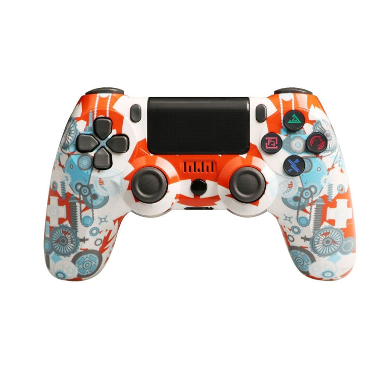 適用於 PS4 無線藍牙遊戲手柄 帶燈條雙震動遊戲手柄，白色，黑色，紅色，藍色，綠色，玫紅色，字母款，線條款，火焰幽靈款，卡通款，浩克款，骷髏款，齒輪款，閃電款，火焰款，雲朵款，爆裂款，木紋款，星紅款