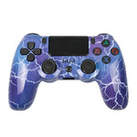 適用於 PS4 無線藍牙遊戲手柄 帶燈條雙震動遊戲手柄，白色，黑色，紅色，藍色，綠色，玫紅色，字母款，線條款，火焰幽靈款，卡通款，浩克款，骷髏款，齒輪款，閃電款，火焰款，雲朵款，爆裂款，木紋款，星紅款