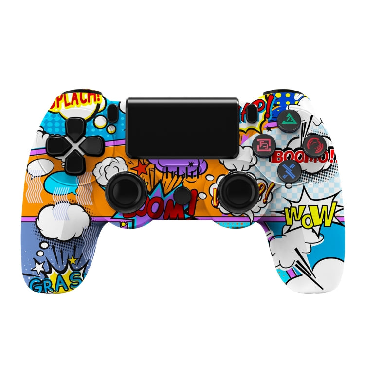 適用於 PS4 無線藍牙遊戲手柄 帶燈條雙震動遊戲手柄，白色，黑色，紅色，藍色，綠色，玫紅色，字母款，線條款，火焰幽靈款，卡通款，浩克款，骷髏款，齒輪款，閃電款，火焰款，雲朵款，爆裂款，木紋款，星紅款
