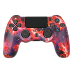 適用於 PS4 無線藍牙遊戲手柄 帶燈條雙震動遊戲手柄，白色，黑色，紅色，藍色，綠色，玫紅色，字母款，線條款，火焰幽靈款，卡通款，浩克款，骷髏款，齒輪款，閃電款，火焰款，雲朵款，爆裂款，木紋款，星紅款