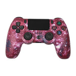 適用於 PS4 無線藍牙遊戲手柄 帶燈條雙震動遊戲手柄，白色，黑色，紅色，藍色，綠色，玫紅色，字母款，線條款，火焰幽靈款，卡通款，浩克款，骷髏款，齒輪款，閃電款，火焰款，雲朵款，爆裂款，木紋款，星紅款
