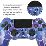 適用於 PS4 無線藍牙遊戲手柄 帶燈條雙震動遊戲手柄，白色，黑色，紅色，藍色，綠色，玫紅色，字母款，線條款，火焰幽靈款，卡通款，浩克款，骷髏款，齒輪款，閃電款，火焰款，雲朵款，爆裂款，木紋款，星紅款