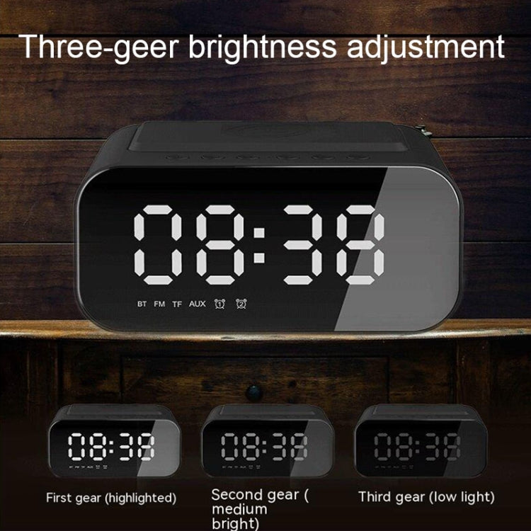 BT510 15W LED 時鐘無線充電藍牙喇叭多功能智慧鏡面鬧鐘音響，BT510（白色）、BT510（鐵黑色）
