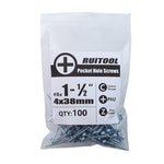 RUITOOL ST4 100件套木工斜孔螺絲 半牙自攻十字螺栓 25mm, 32mm, 38mm, 50mm, 63mm