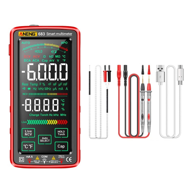 ANENG 683 智能觸控螢幕自動量程可充電萬用表，683紅色，683黑色