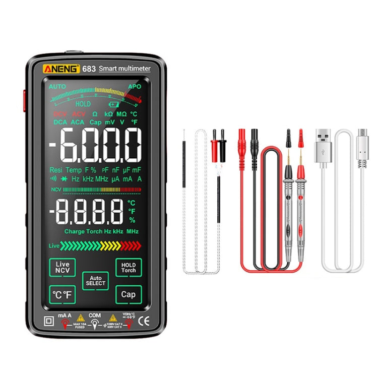 ANENG 683 智能觸控螢幕自動量程可充電萬用表，683紅色，683黑色