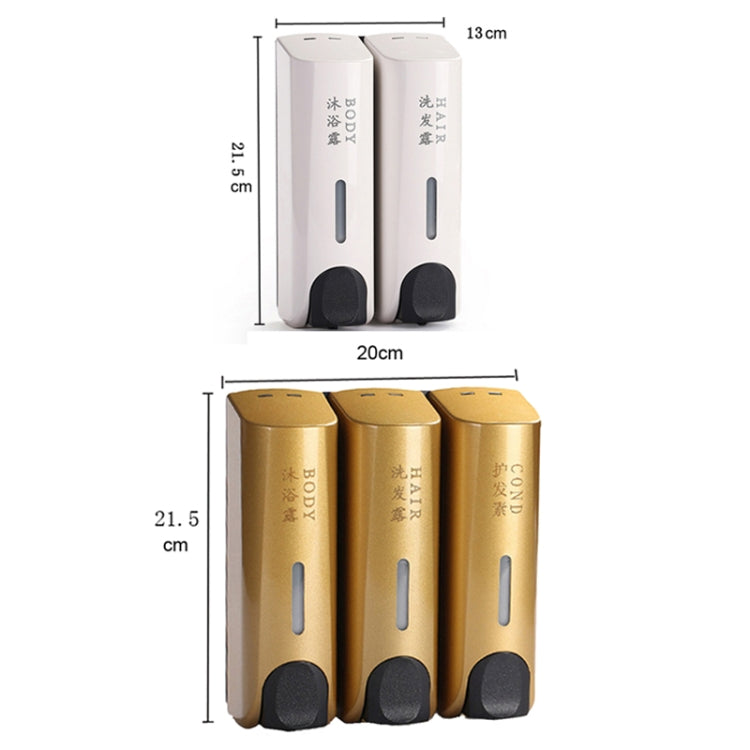 圓形壁掛手壓皂液器洗髮水瓶洗手液沐浴乳分配器，雙頭白色，雙頭金色，雙頭霧面，三頭金色