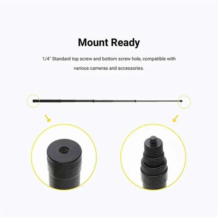 碳纖維加長單腳架隱形自拍棒，適用於 Insta360 / DJI Action / GoPro / 小蟻運動相機，1.5m、3m、5m