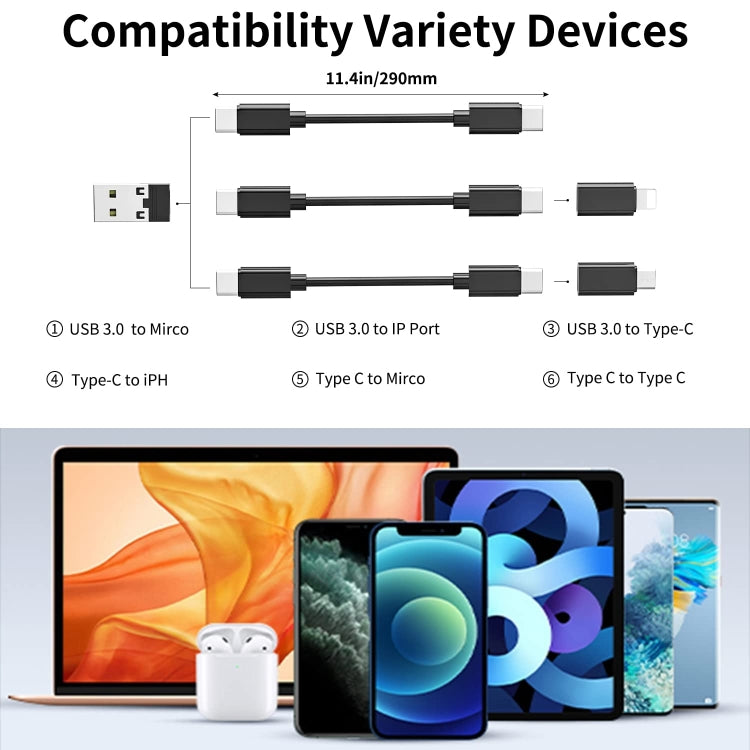 HE-C098 多功能 USB 轉接充電線套裝，附化妝鏡及手機支架，HE-C098 黑色，HE-C098 白色