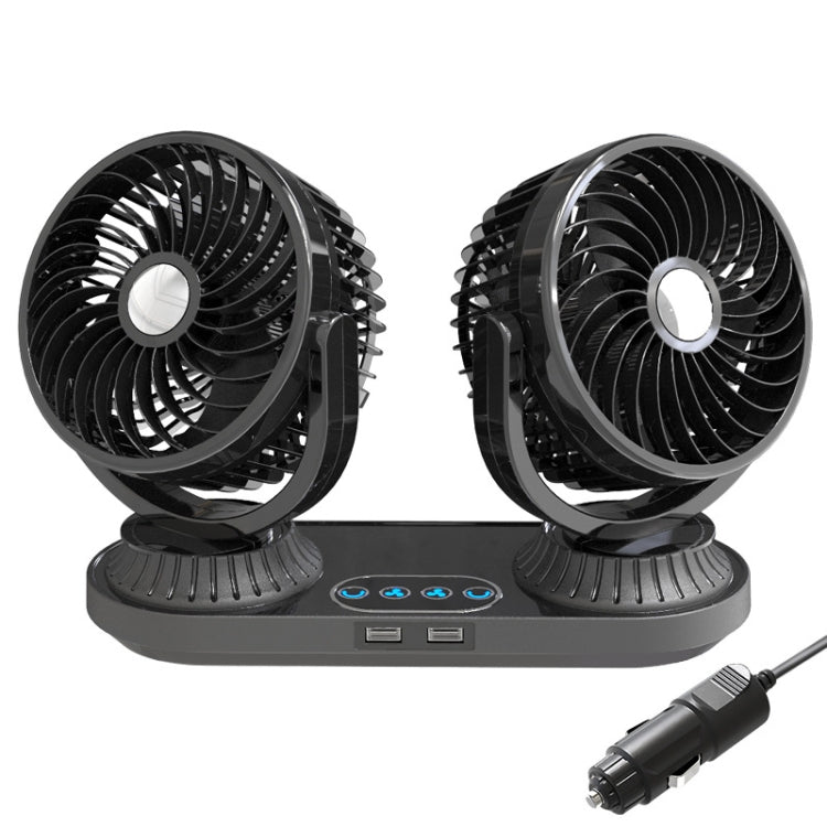 12V/24V Vehicle Electric Oscillating Head Rotatable Double Head Fan, F623U, F623