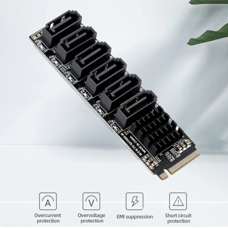 M2 M-EKY PCIE3.0轉SATA6G傳輸擴充卡 6埠硬碟擴充轉接卡，6埠