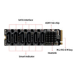 M2 M-EKY PCIE3.0轉SATA6G傳輸擴充卡 6埠硬碟擴充轉接卡，6埠