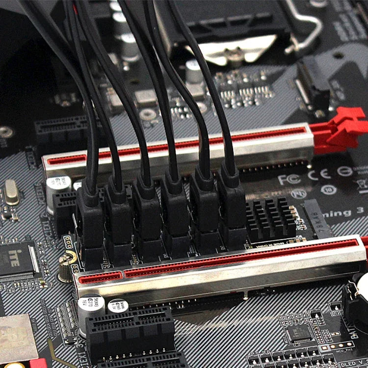 M2 M-EKY PCIE3.0轉SATA6G傳輸擴充卡 6埠硬碟擴充轉接卡，6埠