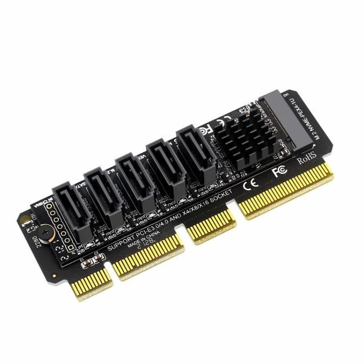 M.2NVME-PCIE X4 / X8 / X16 轉接 SATA5 埠傳輸卡 JMB585 晶片