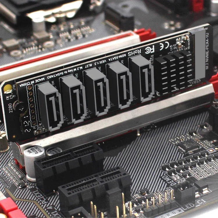 M.2NVME-PCIE X4 / X8 / X16 轉接 SATA5 埠傳輸卡 JMB585 晶片