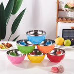 雙層不鏽鋼帶蓋兒童餐具保溫飯碗，6件套/13cm，6件套/15cm，6件套/17cm