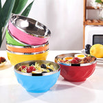 雙層不鏽鋼帶蓋兒童餐具保溫飯碗，6件套/13cm，6件套/15cm，6件套/17cm