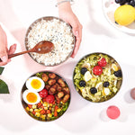 雙層不鏽鋼帶蓋兒童餐具保溫飯碗，6件套/13cm，6件套/15cm，6件套/17cm