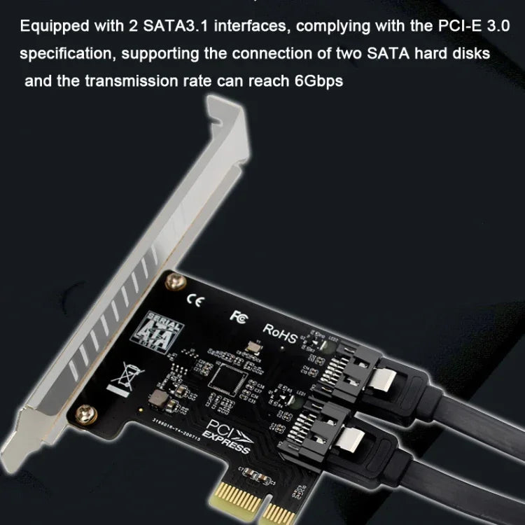 PCIE 2 埠 SATA 3.0 擴充卡 6Gbps 電腦桌上型機殼轉接卡