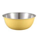 304不鏽鋼食品級碗 廚房烘焙攪拌碗 蔬菜砂木盆，19cm（黃色），22cm（黃色），24cm（黃色），19cm（白色），22cm（白色），24cm（白色）