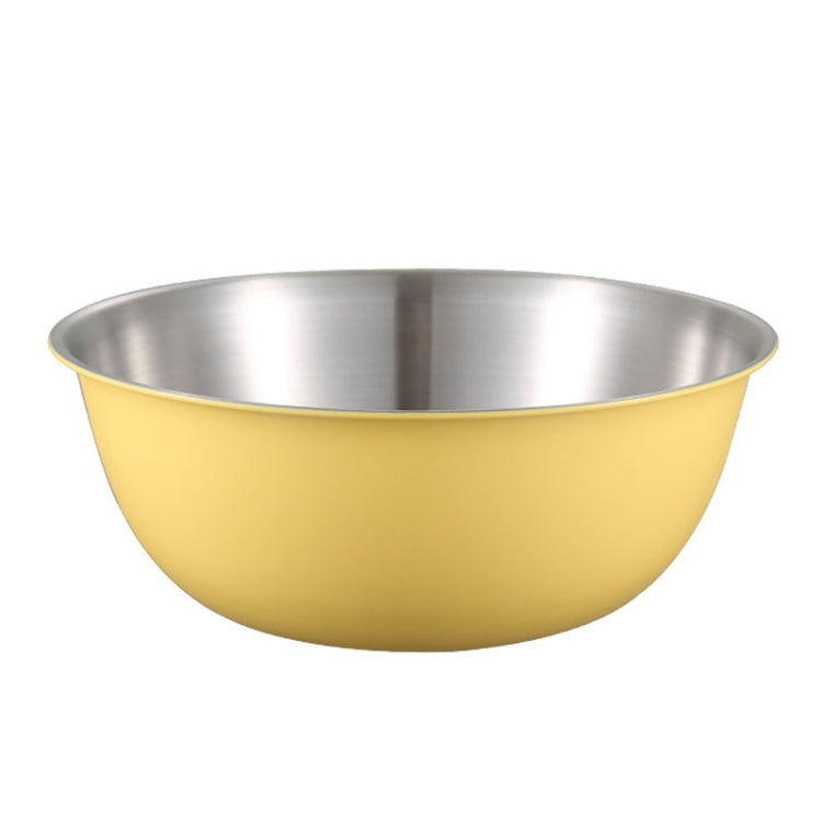 304不鏽鋼食品級碗 廚房烘焙攪拌碗 蔬菜砂木盆，19cm（黃色），22cm（黃色），24cm（黃色），19cm（白色），22cm（白色），24cm（白色）