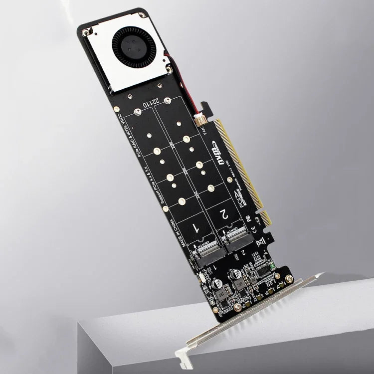 PCI-E X16 轉 M.2 M-key NVME X4 SSD RAID 陣列擴充轉接器 支援 2242/2260/2280/22110，PH44Plus