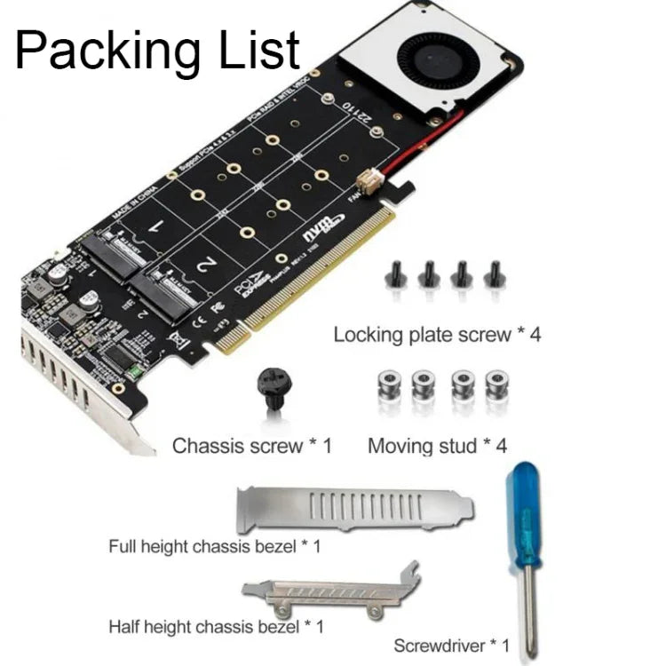 PCI-E X16 轉 M.2 M-key NVME X4 SSD RAID 陣列擴充轉接器 支援 2242/2260/2280/22110，PH44Plus