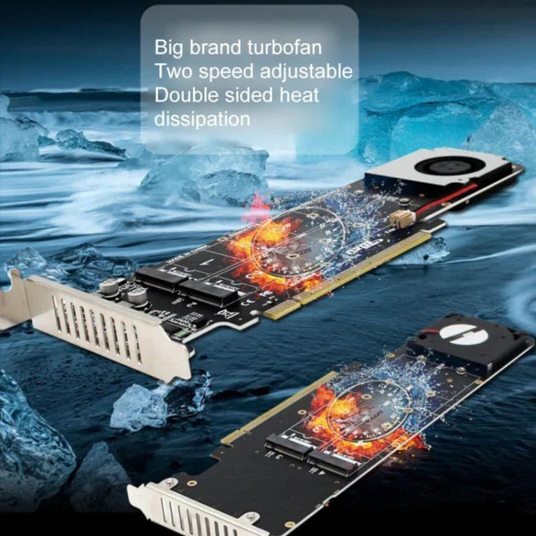 PCI-E X16 轉 M.2 M-key NVME X4 SSD RAID 陣列擴充轉接器 支援 2242/2260/2280/22110，PH44Plus
