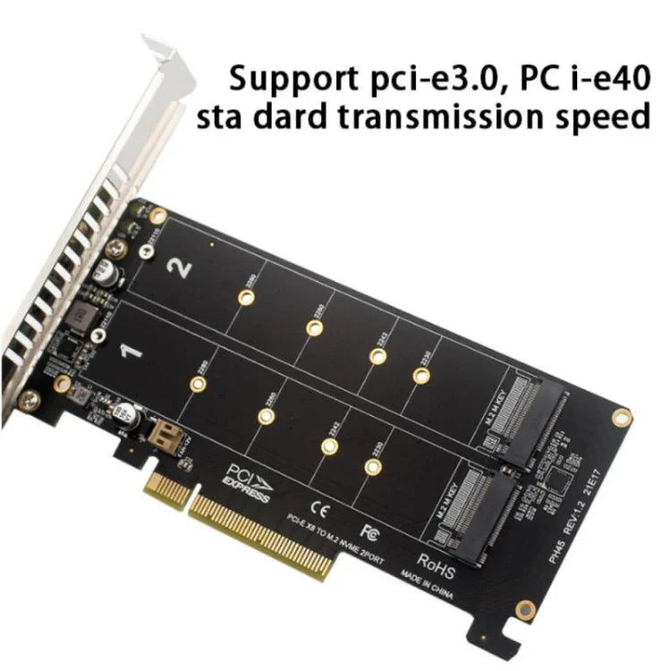 PCI-E X8 雙碟傳輸卡 NVME M.2 MKEY SSD RAID 陣列擴充轉接器，PH45