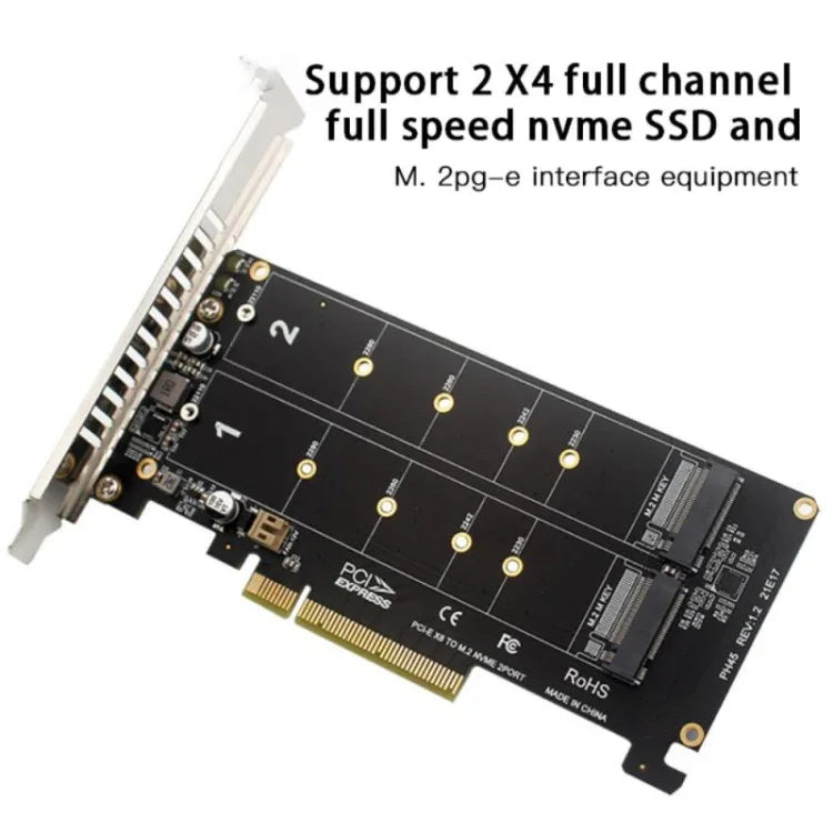 PCI-E X8 雙碟傳輸卡 NVME M.2 MKEY SSD RAID 陣列擴充轉接器，PH45