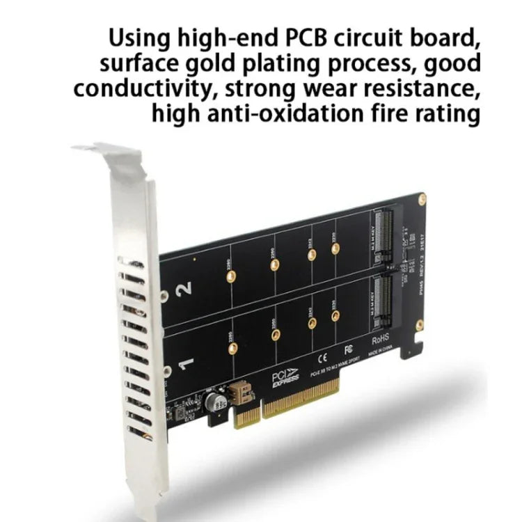 PCI-E X8 雙碟傳輸卡 NVME M.2 MKEY SSD RAID 陣列擴充轉接器，PH45