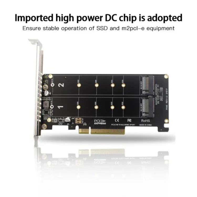 PCI-E X8 雙碟傳輸卡 NVME M.2 MKEY SSD RAID 陣列擴充轉接器，PH45