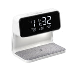 3 合 1 10W 無線充電床頭燈 LCD 螢幕鬧鐘 手機充電器，歐規插頭