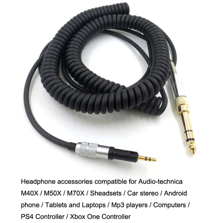 適用ATH-M50X / M40X / M70X 彈簧頭戴式耳機音頻線 AUX 2.5mm 頭，ZS0246