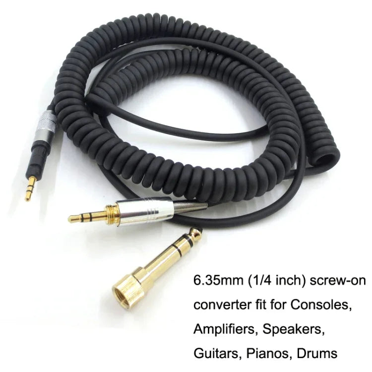 適用ATH-M50X / M40X / M70X 彈簧頭戴式耳機音頻線 AUX 2.5mm 頭，ZS0246