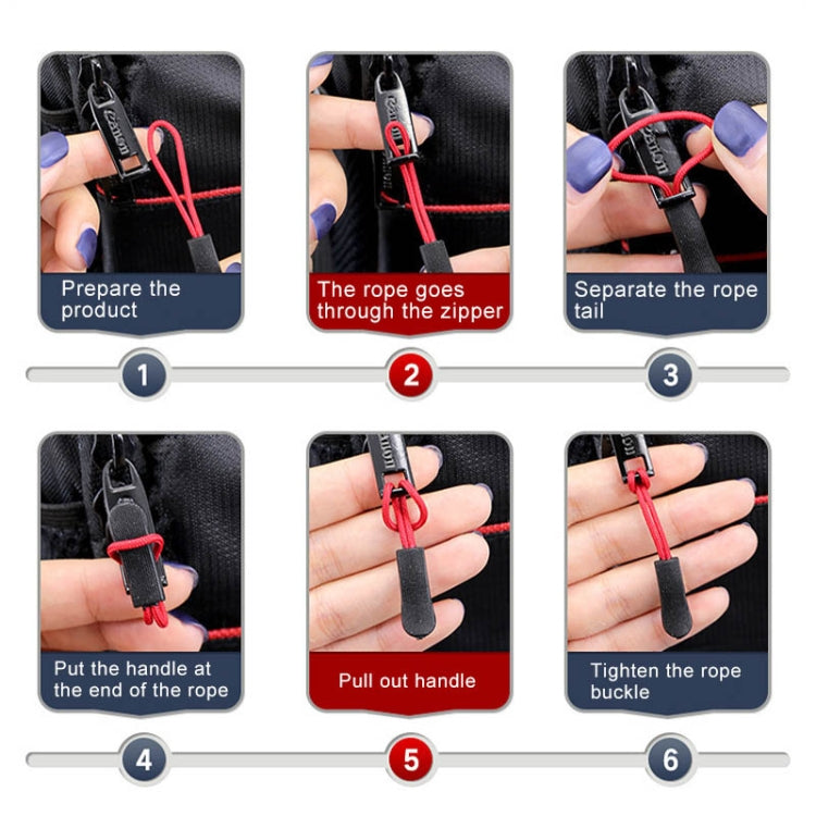 10pcs /Pack TPU Plastic Slider Zipper Cord Caterpillar Puller